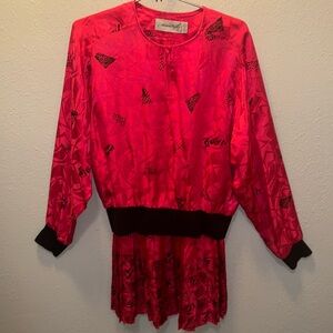 Vtg  Adrianna Papell Silk 2 Piece Top Skirt Y2K Artsy Women’s Size 14